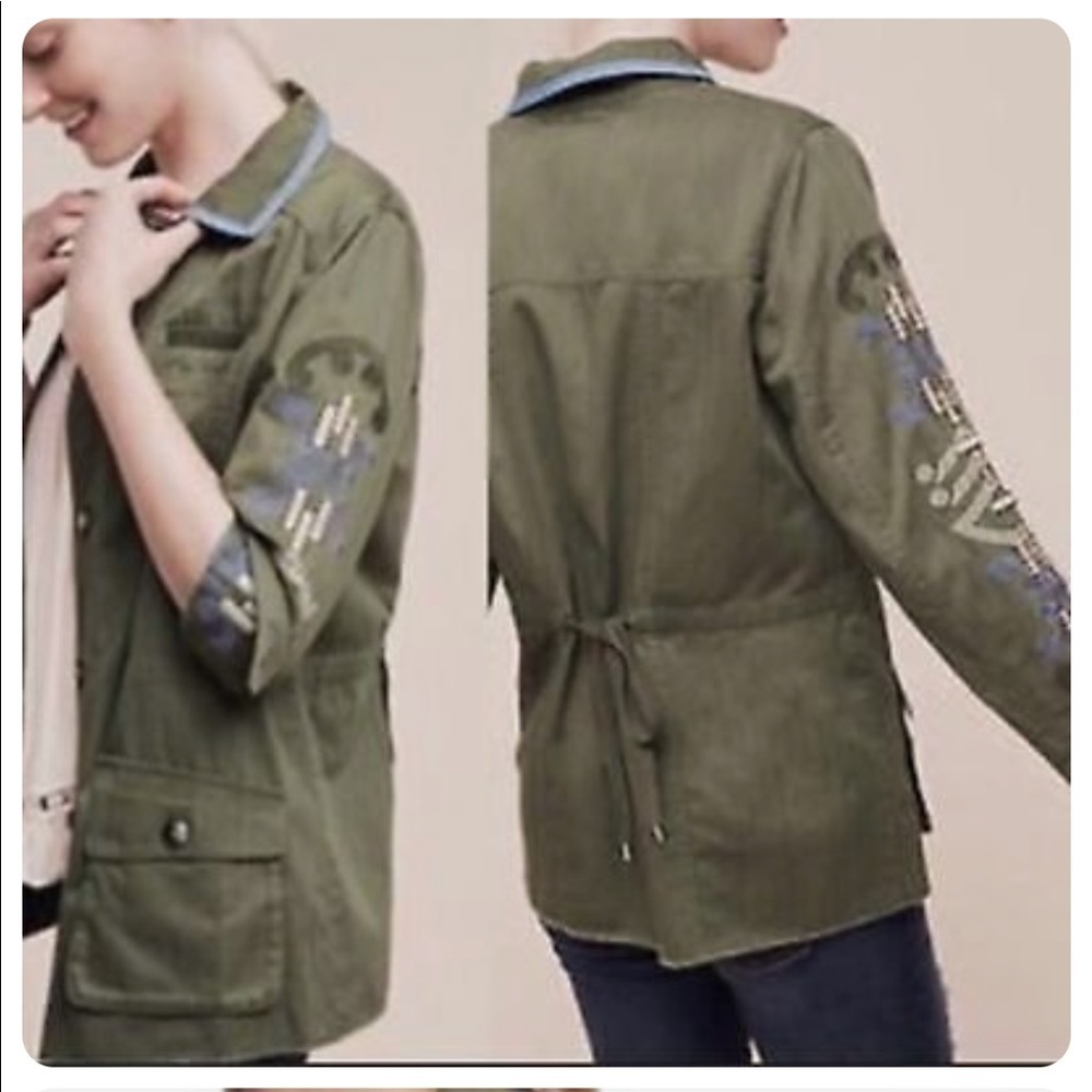 Anthro Brand Hei Hei Beaded & Embroidered Utility Jacket Size Small